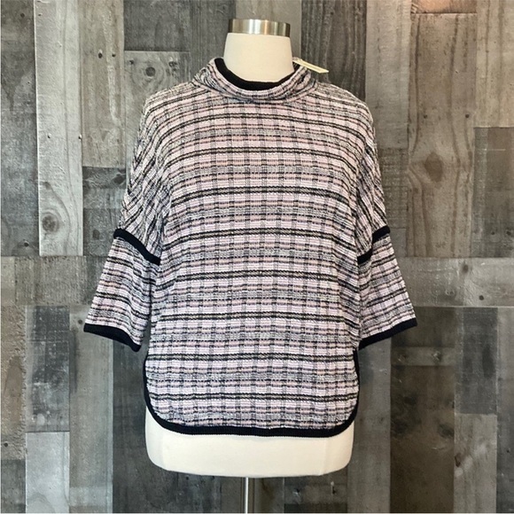NWT! Max Studio knit pastel plaid mock sweater medium Softgirl gorpcore feminine - Picture 13 of 13